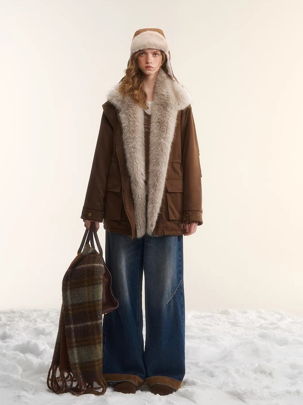 Detachable Fur Collar Padded Parka