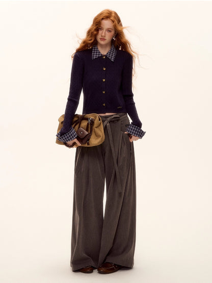 Pleated Tie Wide-Leg Pants