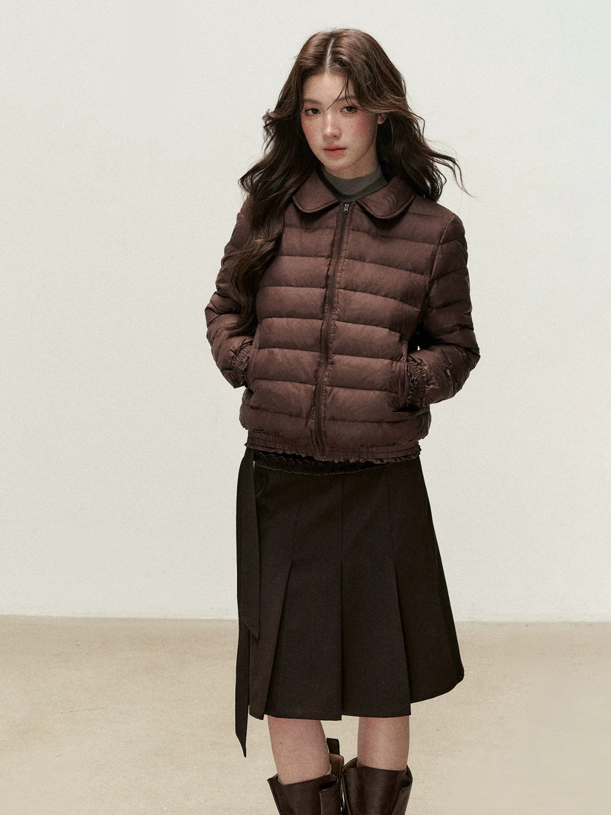 Reversible Floral Peter Pan Collar Down Jacket