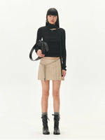 Asymmetric Ribbon Cutout Knit Top