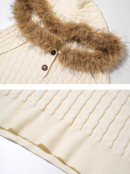 Cable Knit Hooded Sweater