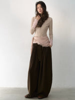 Pleated Tie-Waist Wide Leg Trousers
