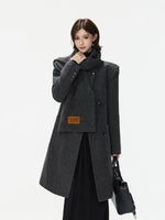 Detachable Scarf Double Breasted Wool Coat