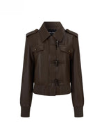 Cropped PU Leather Moto Jacket