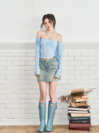 Halter Neck Tank Top &amp; Cardigan Set