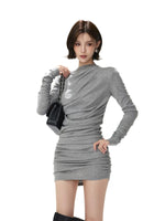 Gray Ruched Bodycon Mini Dress