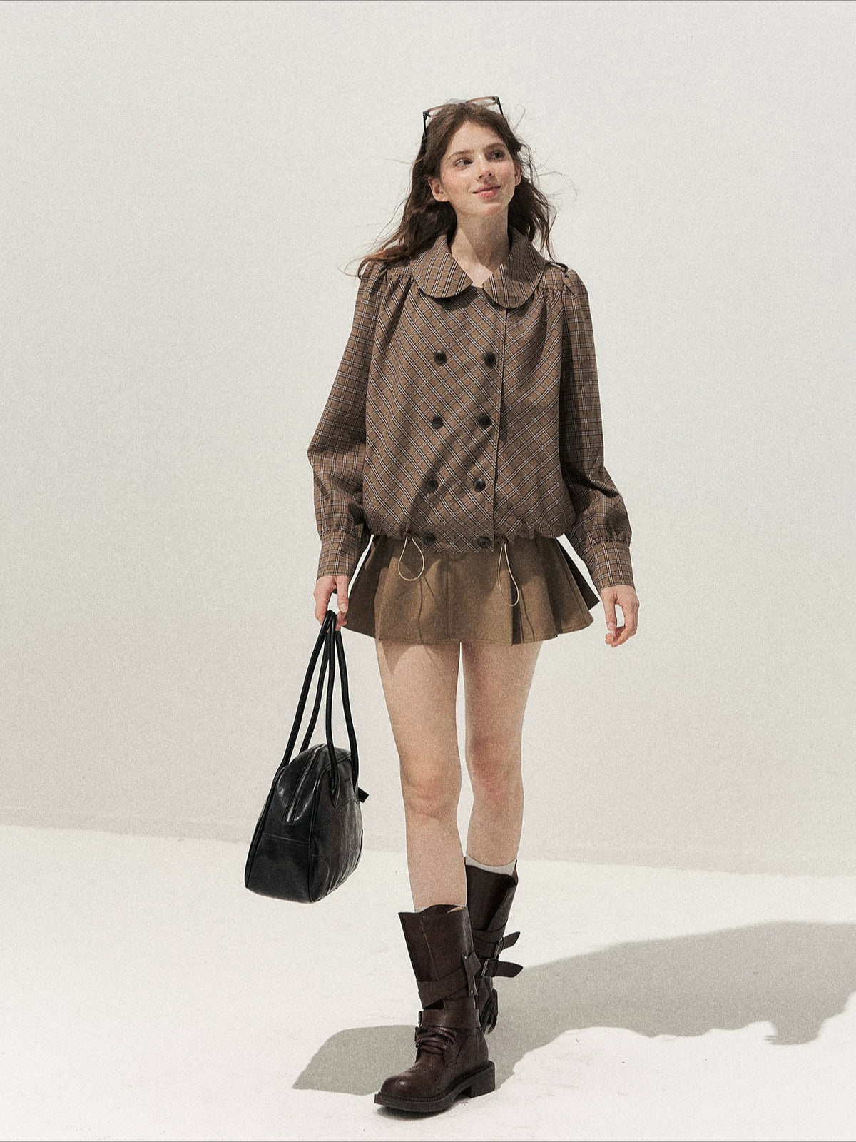 Plaid Peter Pan Trench Set