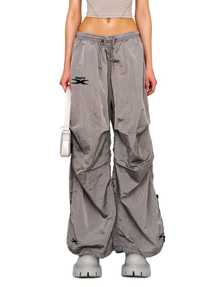 Embroidered Ultra-Light Wide-Leg Workout Pants