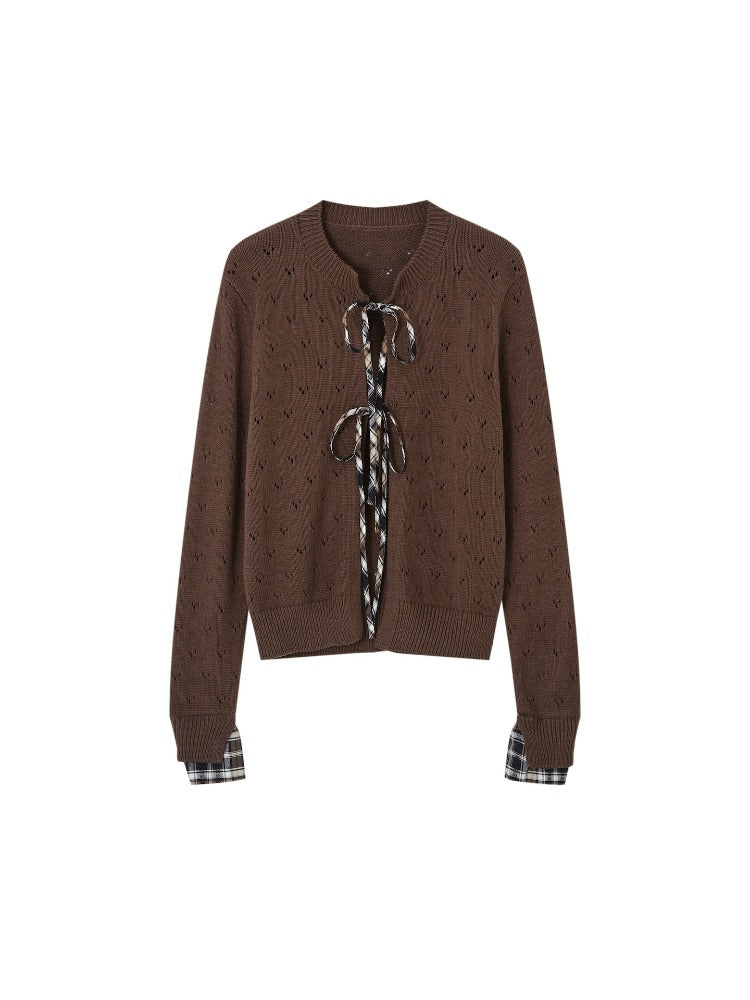 Vintage Plaid Tie Cardigan