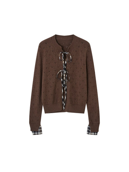 Vintage Plaid Tie Cardigan