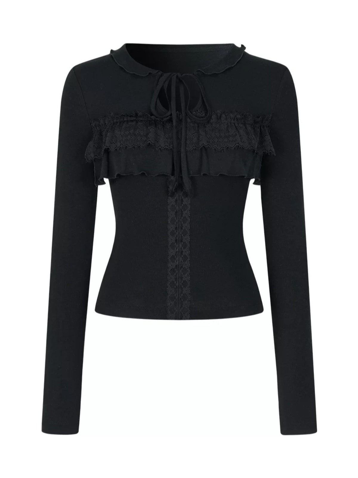 Lace Tie Tencel Wool Top