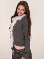 Fox Fur Trim Wool Cardigan