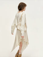 Apricot Lace Ruched Dress