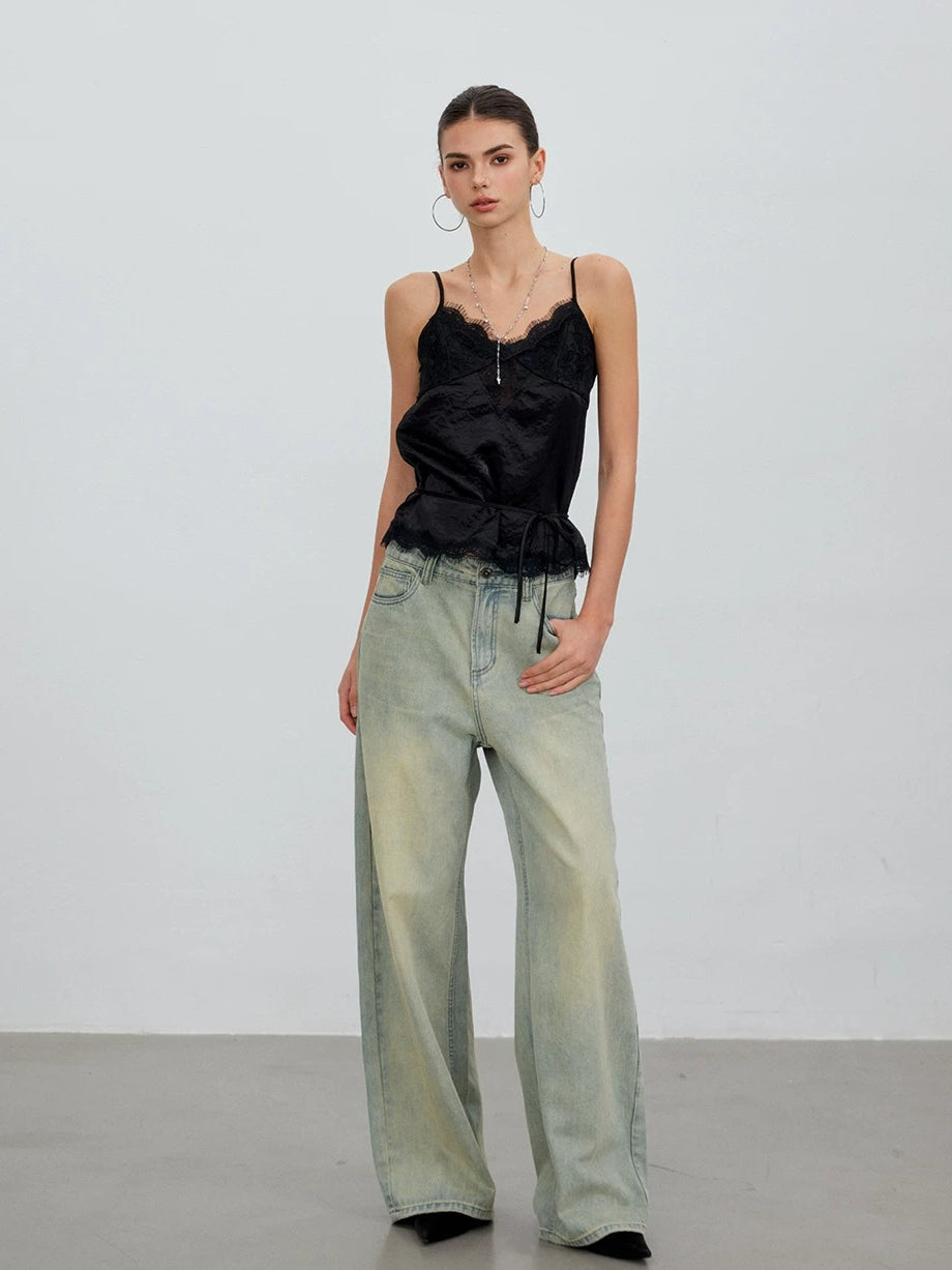 Lace Panel Satin Camisole
