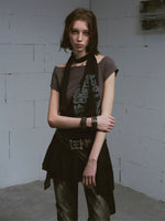 Vintage Scarf Layered Halter Dress