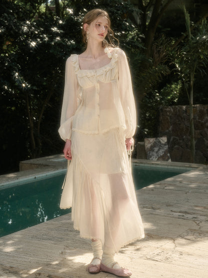 Tencel Air Fabric Shirt &amp; Skirt Set