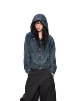 Vintage Washed Hooded Denim Jacket