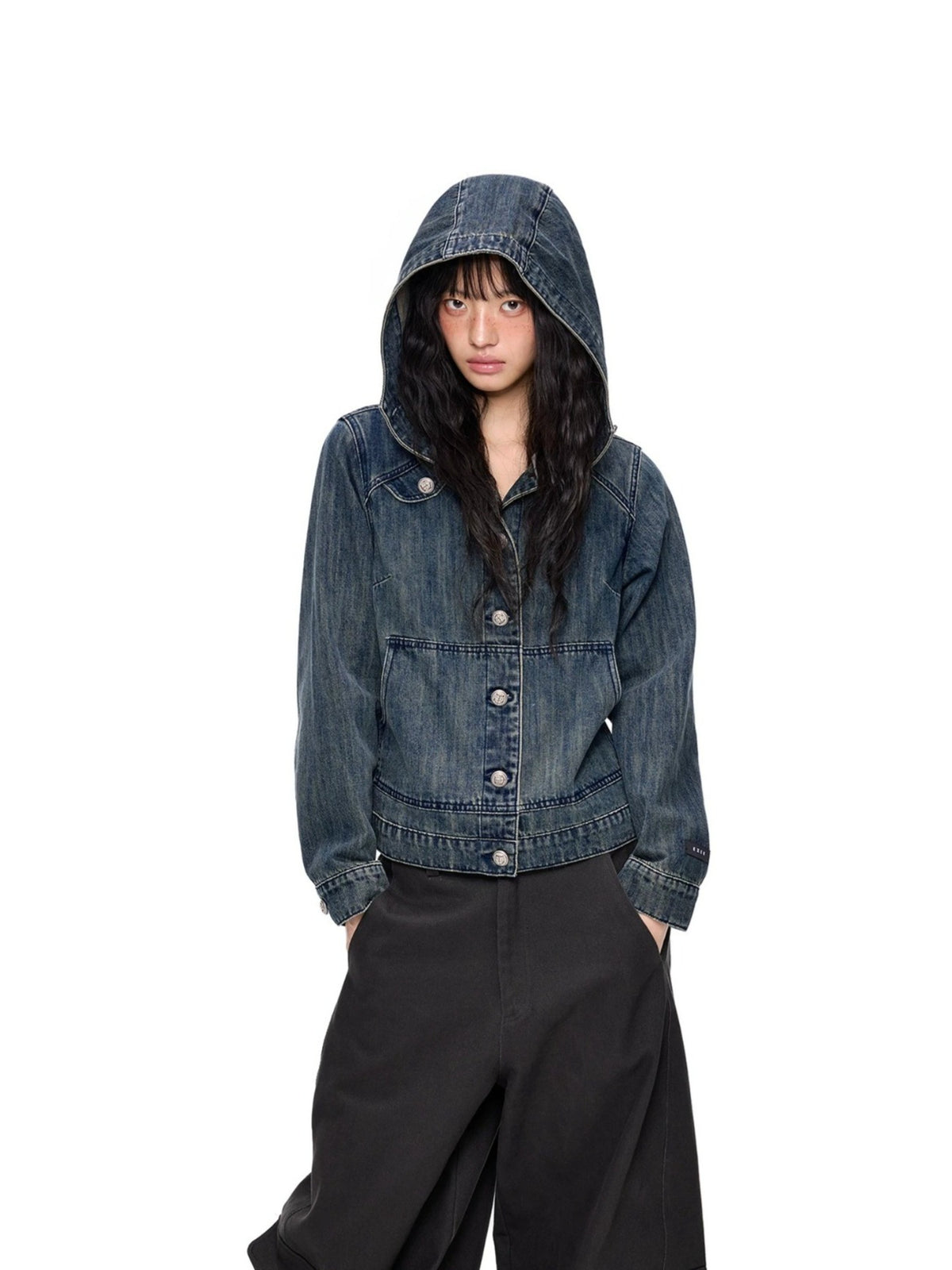 Vintage Washed Hooded Denim Jacket