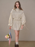 "A Cup of Milk" Relaxed Cotton Trench & Skirt Set