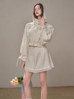 "A Cup of Milk" Relaxed Cotton Trench & Skirt Set
