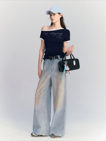 Rhinestone Shoulder Top