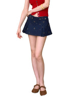 Embroidered Denim Skort