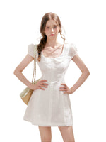 White & Pink Doll Collar Mini Dress