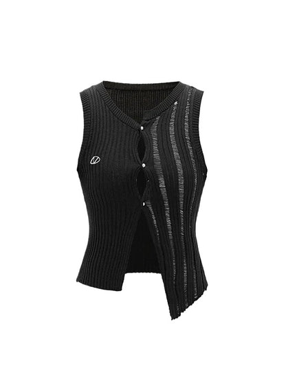 Black Off-set Round Neck Crochet Lace Cardigan