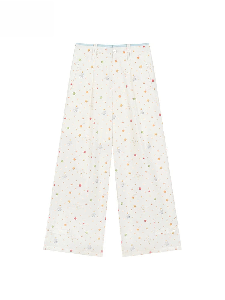 Printed Wide-Leg Pants