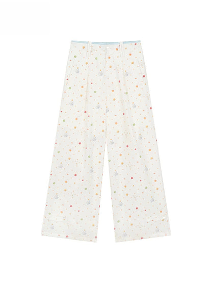 Printed Wide-Leg Pants