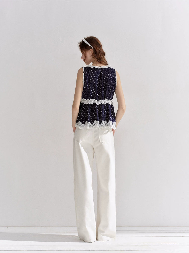 Embroidered Wide-Leg Jeans