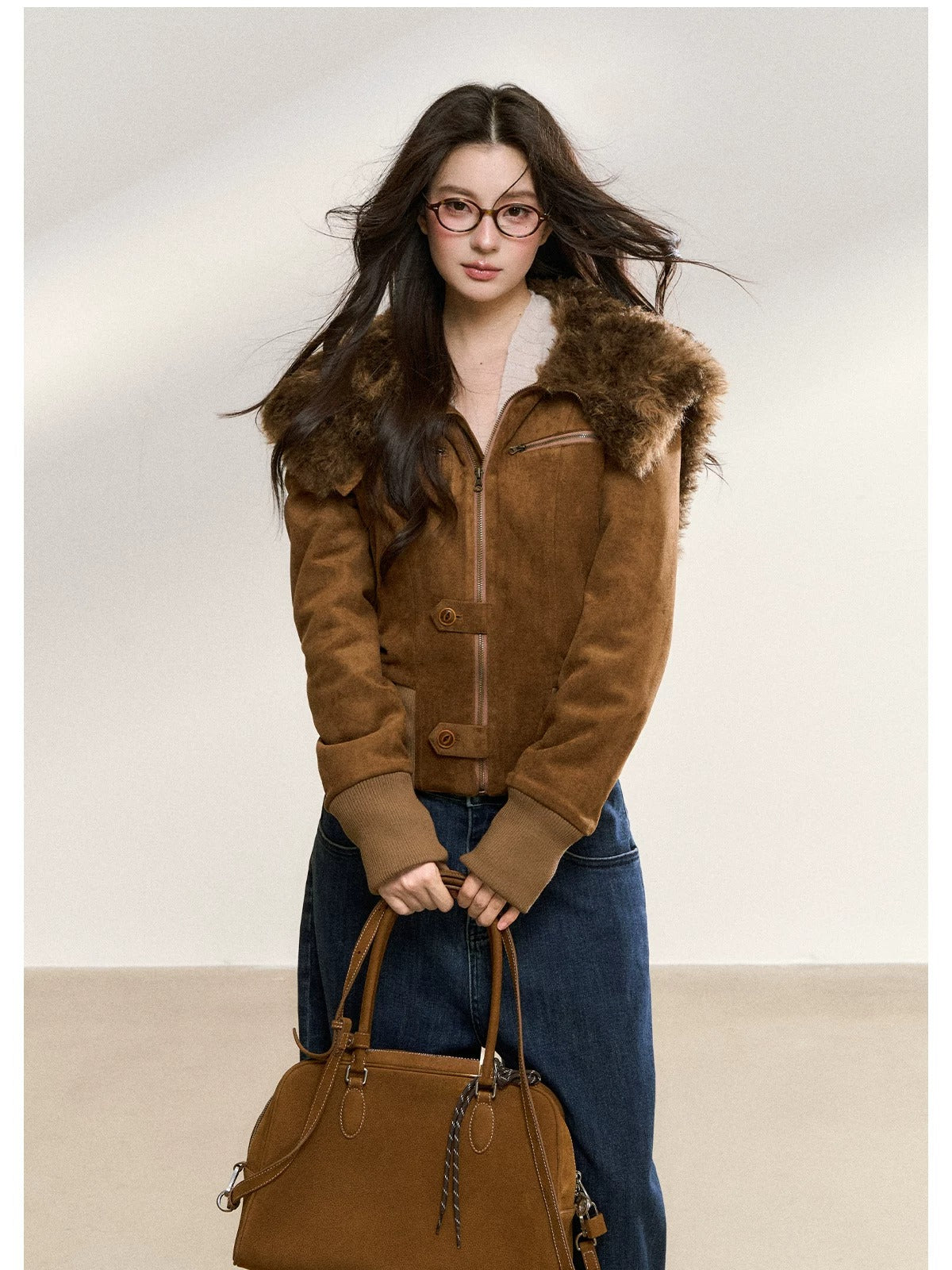 Fur Collar Suede Jacket