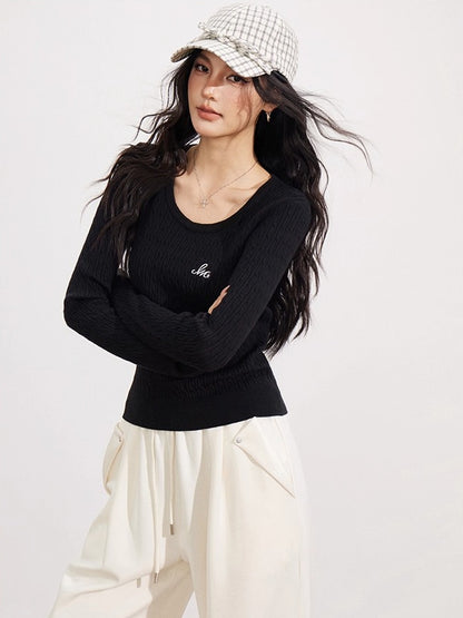 Black &amp; Off-white Logo Knit Pullover