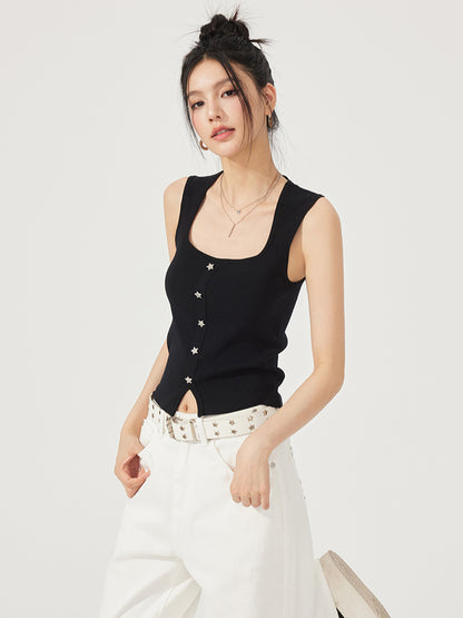 Large U-Neck Star Knitted Vest