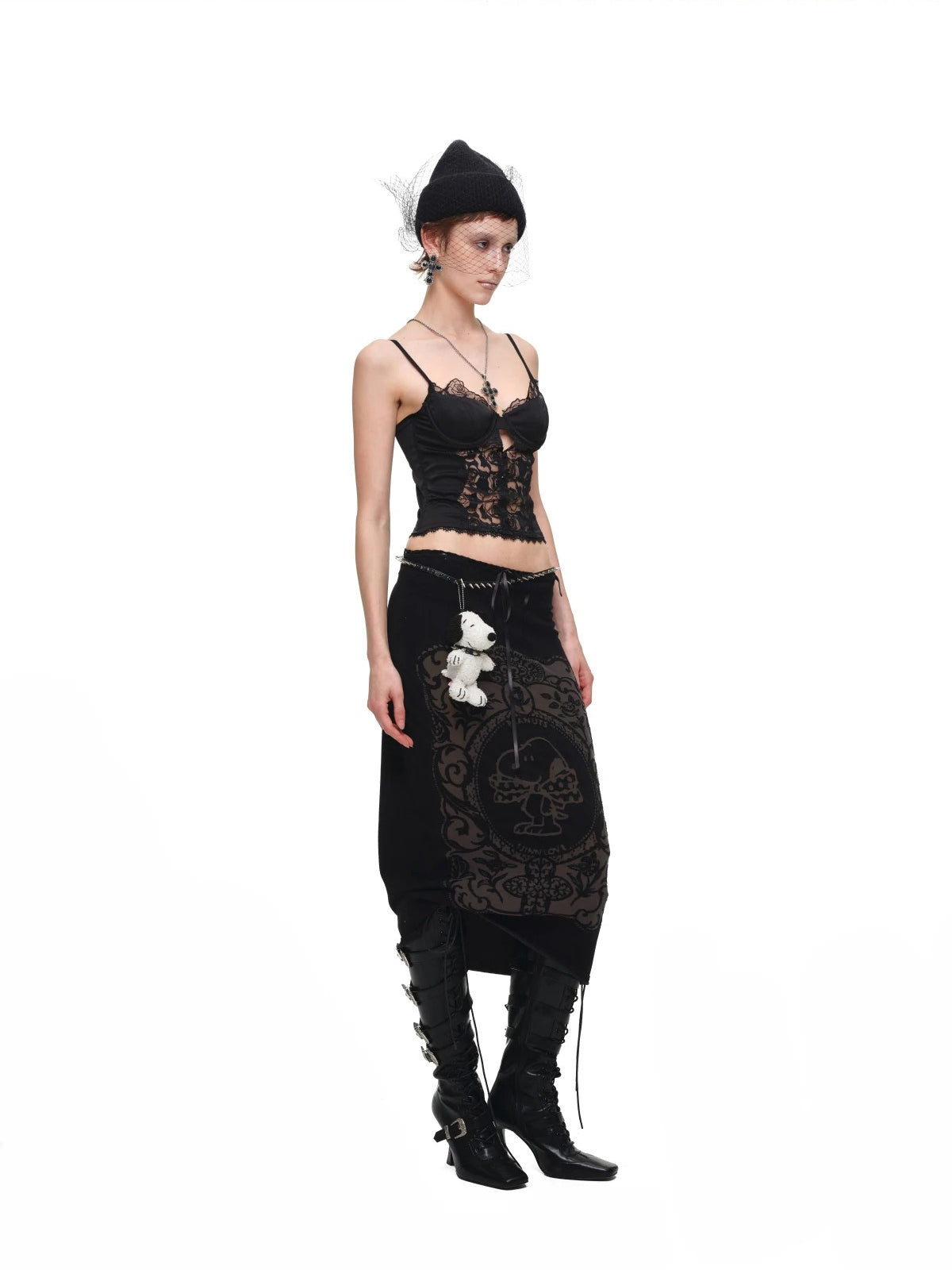 Burnout Knit Midi Skirt