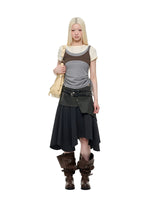 Korean Lace Trim Drawstring T-Shirt
