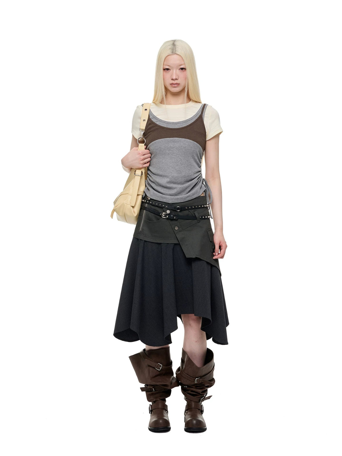 Korean Lace Trim Drawstring T-Shirt