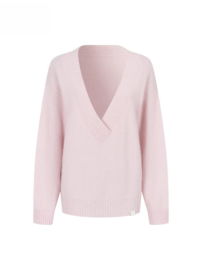 V-Neck Ribbed Knit Sweater