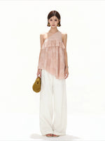 Mesh One-Shoulder Lace Top