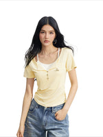 Layered Contrast Collar Tee