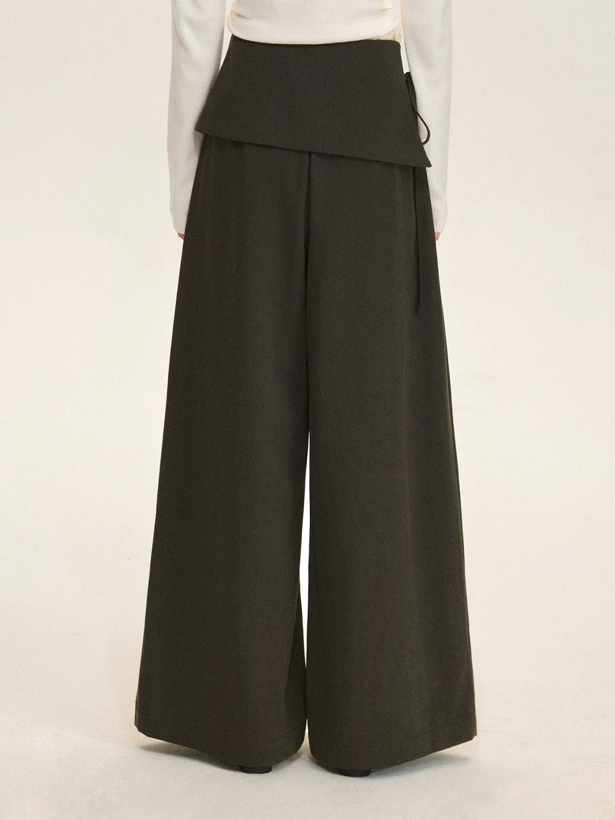 Layered Tie Waist Barrel Trousers