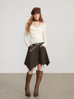 Layered Cowl Neck Knit Sweater