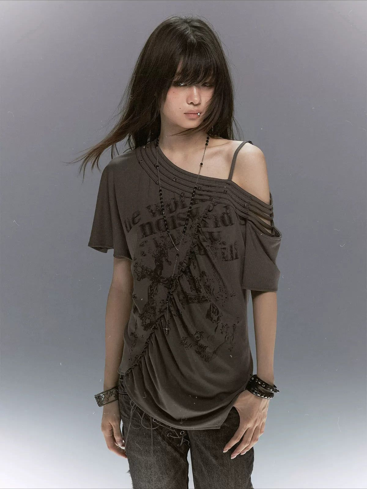 Studded Cross Print Tee
