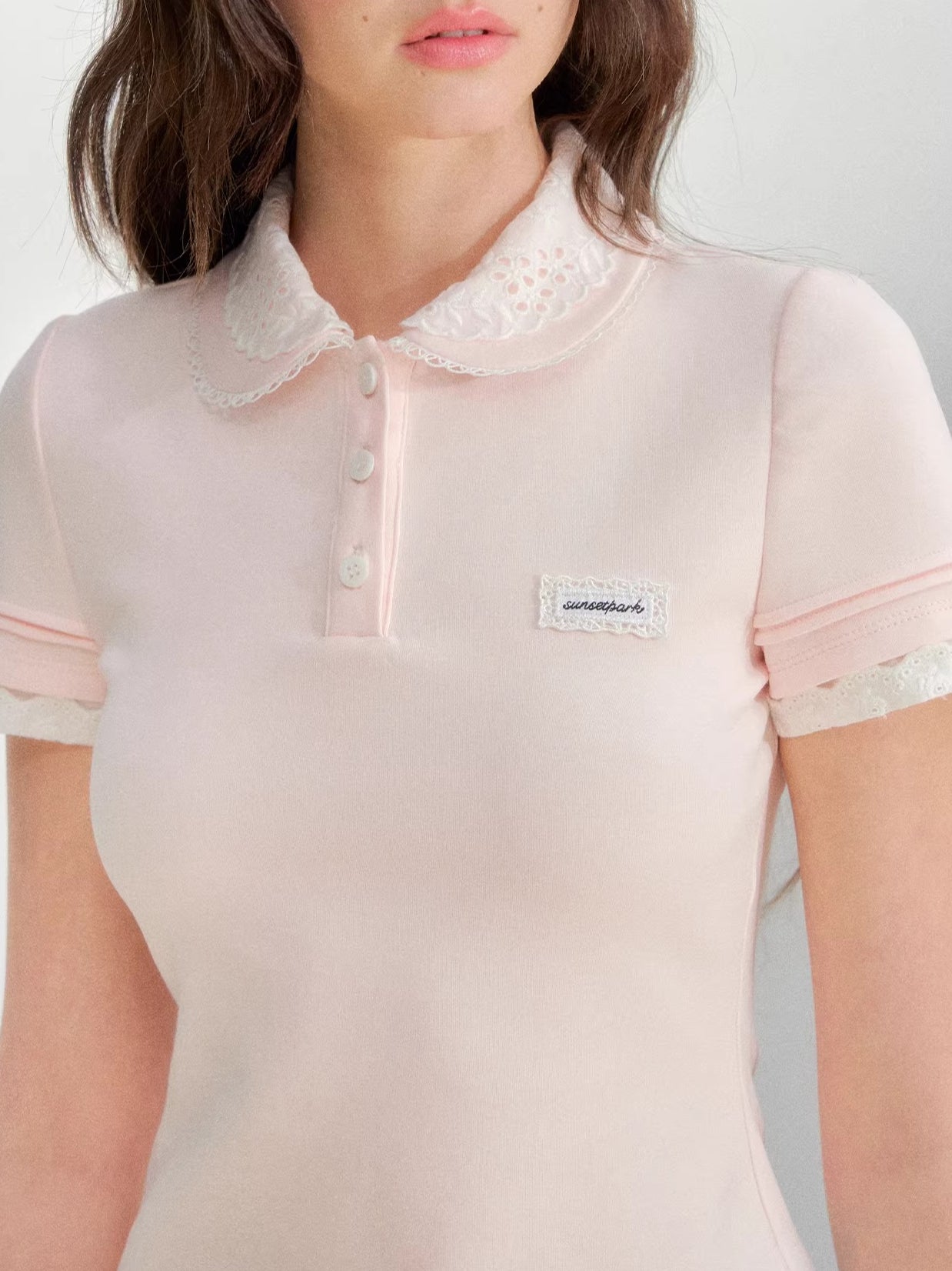 Pink Embroidered Collar Polo