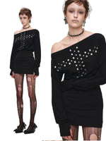 Cross Stud Off-Shoulder Dress