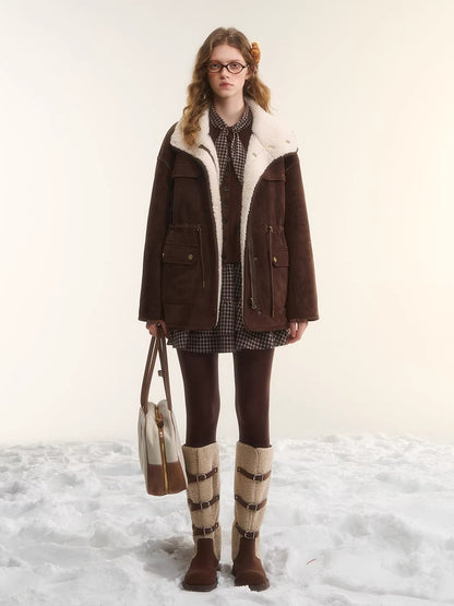 Reversible Shearling Suede Drawstring Jacket
