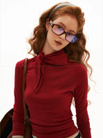 Soft Tie Neck Fitted Sleeve Top