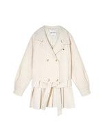 Double-Breasted Pleated Hem Wool Down Coat