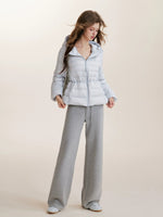 Drawstring Waist Hooded Down Jacket