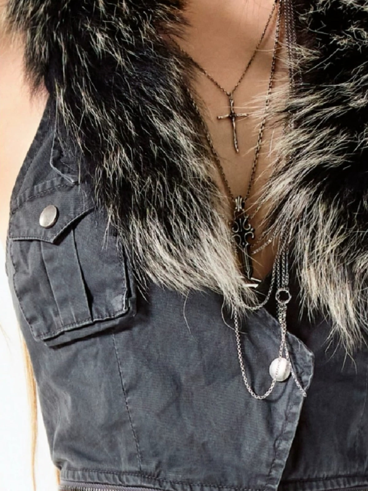 Fur Collar Vest